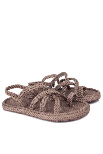 Fitbas - Fitbas 965006 329 Kadın Vizon Hasır Büyük Numara Sandalet (1)