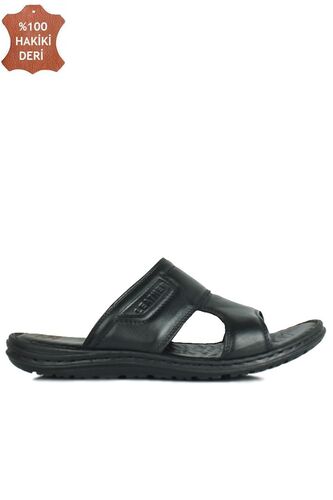 Kalahari 850182 014 Men Black Khakiki Genuine Leather Sandal - Fitbas