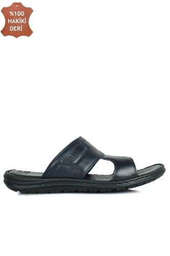 Kalahari 850182 424 Men Navy Blue Khakiki Genuine Leather Sandal - Fitbas