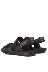 Fitbas 850186 014 Erkek Siyah Hakiki Deri Büyük Numara Sandalet - Thumbnail