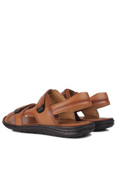 Fitbas 850186 167 Erkek Taba Hakiki Deri Büyük Numara Sandalet - Thumbnail