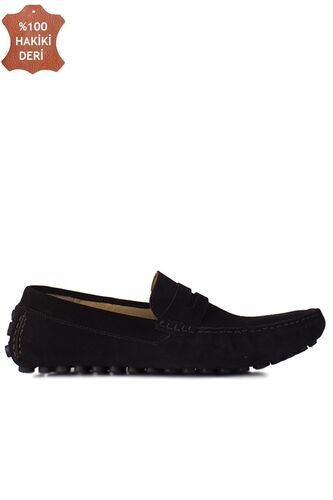 Fitbas 852221 008 Erkek Siyah Süet Büyük Numara Loafer