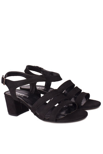 Fitbas - Fitbas 111141 008 Kadın Siyah Topuklu Büyük & Küçük Numara Sandalet (1)