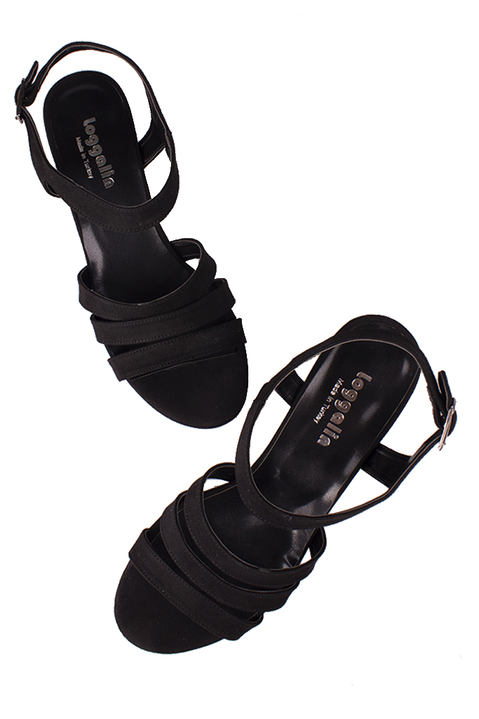 Fitbas 111141 008 Kadın Siyah Topuklu Büyük & Küçük Numara Sandalet