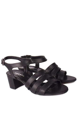 Fitbas - Fitbas 111141 014 Kadın Siyah Topuklu Büyük & Küçük Numara Sandalet (1)