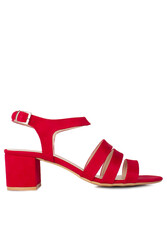 Fitbas 111141 527 Kadın Kırmızı Topuklu Büyük & Küçük Numara Sandalet - Thumbnail