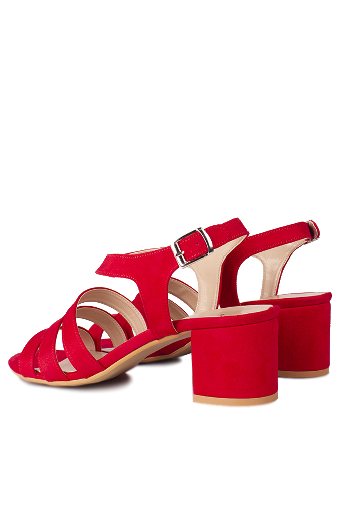 Fitbas 111141 527 Kadın Kırmızı Topuklu Büyük & Küçük Numara Sandalet