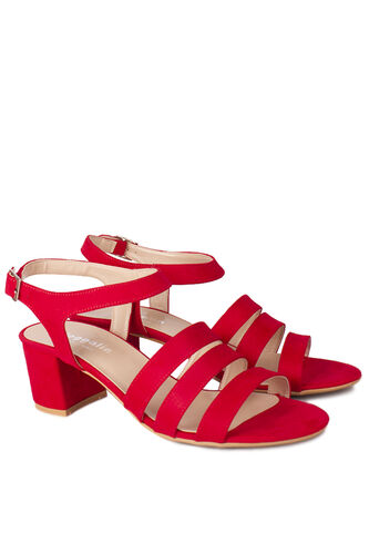 Fitbas - Fitbas 111141 527 Kadın Kırmızı Topuklu Büyük & Küçük Numara Sandalet (1)