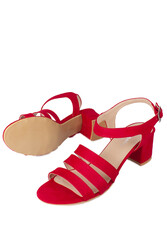 Fitbas 111141 527 Kadın Kırmızı Topuklu Büyük & Küçük Numara Sandalet - Thumbnail