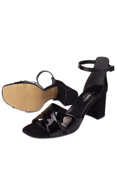Fitbas 111171 024 Kadın Siyah Topuklu Büyük & Küçük Numara Sandalet - Thumbnail