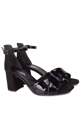 Fitbas - Fitbas 111171 024 Kadın Siyah Topuklu Büyük & Küçük Numara Sandalet (1)