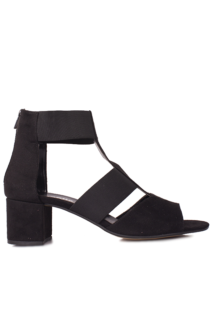 Fitbas 111212 008 Kadın Siyah Topuklu Büyük & Küçük Numara Sandalet