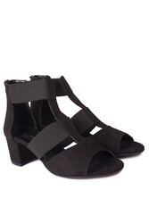 Fitbas 111212 008 Kadın Siyah Topuklu Büyük & Küçük Numara Sandalet - Thumbnail