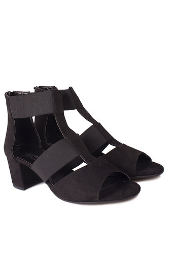 Fitbas - Fitbas 111212 008 Kadın Siyah Topuklu Büyük & Küçük Numara Sandalet (1)