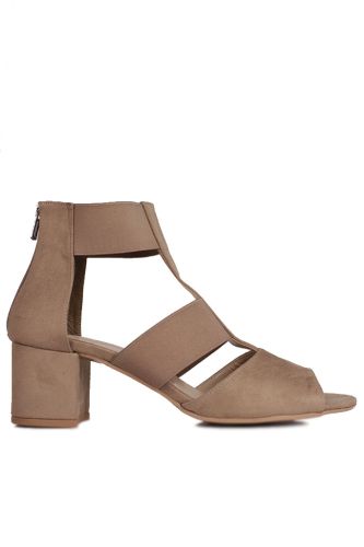 Fitbas 111212 327 Kadın Ten Topuklu Büyük & Küçük Numara Sandalet - Fitbas