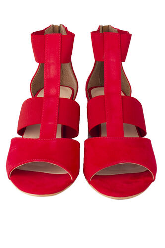 Fitbas - Fitbas 111212 527 Kadın Kırmızı Topuklu Büyük & Küçük Numara Sandalet (1)