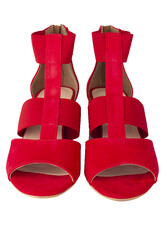 Fitbas 111212 527 Kadın Kırmızı Topuklu Büyük & Küçük Numara Sandalet - Thumbnail