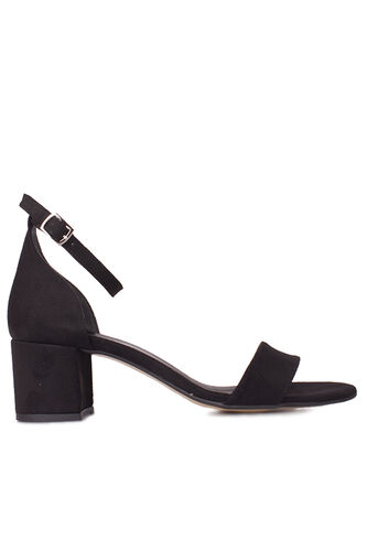 Fitbas 111272 008 Kadın Siyah Süet Topuklu Büyük & Küçük Numara Sandalet - Fitbas (1)