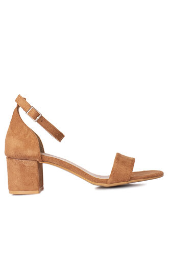 Fitbas 111272 167 Kadın Taba Süet Topuklu Büyük & Küçük Numara Sandalet - Fitbas