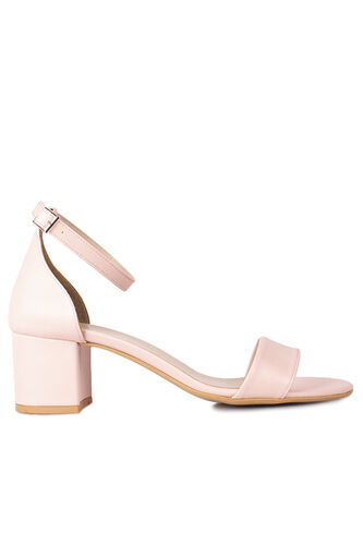Fitbas 111272 719 Kadın Pudra Cilt Topuklu Büyük & Küçük Numara Sandalet - Fitbas