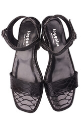 Fitbas 111602 066 Kadın Siyah Kroko Büyük & Küçük Numara Sandalet - Thumbnail