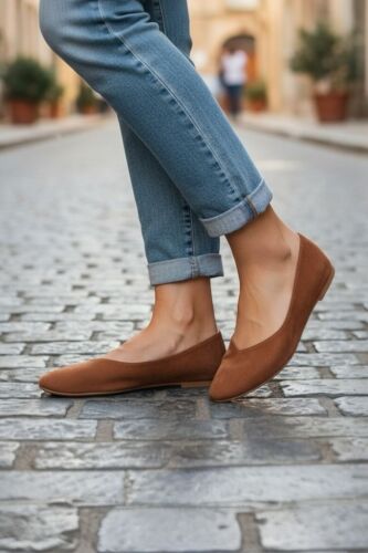 Fitbas 112001 167 Kadın Taba Süet Büyük & Küçük Numara Babet - Fitbas