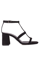 Fitbas 112151 008 Kadın Siyah Topuklu Büyük & Küçük Numara Sandalet - Thumbnail