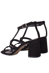 Fitbas 112151 008 Kadın Siyah Topuklu Büyük & Küçük Numara Sandalet - Thumbnail