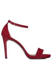 Fitbas 520333 527 Kadın Kırmızı Süet Topuklu Platform Büyük & Küçük Numara Ayakkabı - Thumbnail