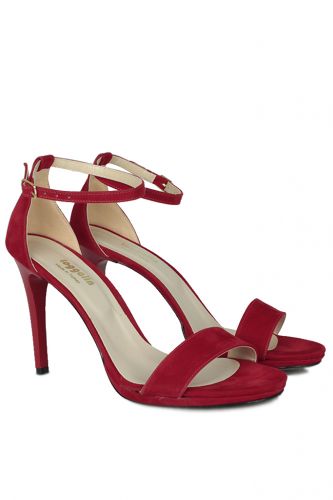 Fitbas - Fitbas 520333 527 Kadın Kırmızı Süet Topuklu Platform Büyük & Küçük Numara Ayakkabı (1)