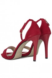 Fitbas 520333 527 Kadın Kırmızı Süet Topuklu Platform Büyük & Küçük Numara Ayakkabı - Thumbnail