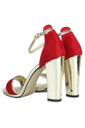 Fitbas 520338 527 Kadın Kırmızı Süet Topuklu Platform Büyük & Küçük Numara Ayakkabı - Thumbnail
