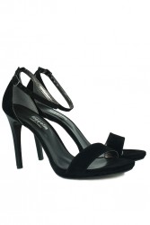 Fitbas 520333 008 Kadın Siyah Süet Topuklu Platform Büyük & Küçük Numara Ayakkabı - Thumbnail